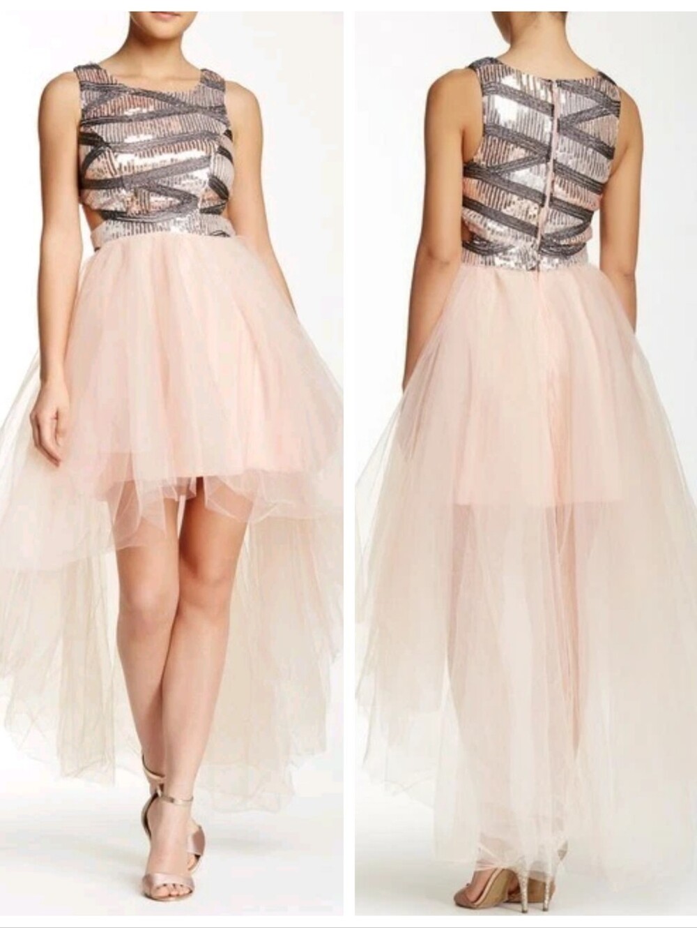 NWT Trixxi Sleeveless Sequin Bodice Dress in Blush Pink Women's 11 (Juniors) NEW